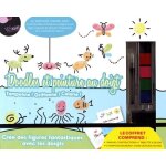 Doodles et peinture au doigt - contient 1 tablette a dessin, 12 tampons, 6 mini crayons feutres