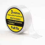 Double face extra fort, ruban adhsif nano - rouleau 3m x 2cm - adhsif puissant , transparent, lavable ...