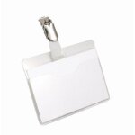 Durable 810619 lot de 25 badges porte - nom avec clip rotatif 90 x 60 mm (transparent)