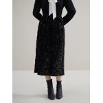 Dushu - jupe crayon longue noire a paillettes pour femme, taille haute artificiel astique, wr2