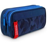 Ecole des enfants, trousses a crayons grande capacit� avec 3 compartiments pour gar�on et fille, bleu ...