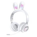 Ecouteurs sans fil bluetooth pour femme, oreillettes de lapin, pliables, carte lumineuse, dessin anim, ...