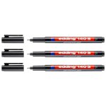 Edding lot de 3 feutres permanent 140 s noir pointe extra fine 0, 3 mm