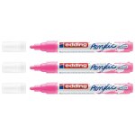 Edding lot de 3 marqueurs acrylique moyen 5100 rose fluorescent 2 - 3 mm