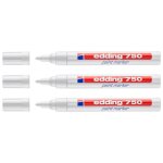 Edding lot de 3 marqueurs peinture 750 blanc pointe ronde 2 - 4 mm Edding lot de 3 marqueurs peinture 750 blanc pointe ronde 2 - 4 mm