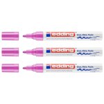 Edding lot de 3 marqueurs peinture brillante 750 rose pointe ronde 2 - 4 mm