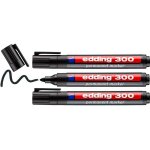 Edding 300 marqueur permanent - noir - 3 stylos - pointe ronde 1, 5 - 3 mm - sche vite, rsiste a l'eau ...