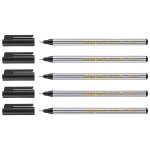 Edding lot de 5 feutres office liner 89 pointe extra fine noir 0, 3 mm