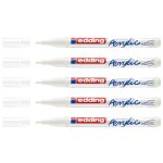 Edding lot de 5 marqueurs acrylique 5300 blanc trafic pointe fine 1 - 2 mm