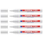 Edding lot de 5 marqueurs peinture 750 blanc pointe ronde 2 - 4 mm