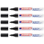 Edding lot de 5 marqueurs peinture brillante 750 pointe ronde noir 2 - 4 mm
