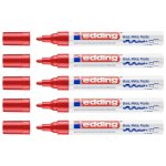 Edding lot de 5 marqueurs peinture brillante 750 rouge pointe ronde 2 - 4 mm