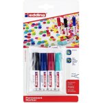 Edding. 5 mini permanent marker - black, blue, turquoise, red - 4 stylos - fine bullet nib 1 mm - waterproof, ...