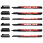 Edding lot de 6 feutres permanent 140 s noir pointe extra fine 0, 3 mm