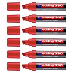 Edding lot de 6 marqueurs permanent 390 rouge pointe biseau large 4 - 12 mm
