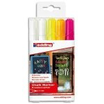 Edding e - 4095 marqueurs craie liquide pointe ogive 2 - 4mm. assortis: 2 blancs, 1 jaune, 1 orange, ...