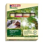 Edding pochette de 4 surligneur ecoline 24. biseaute. trait 2 a 5 mm. jaune, orange, vert, rose