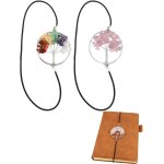 Elastic bookmark set de 2 pices arbre de vie cristal mtal vintage marque, marque page original, marque ...