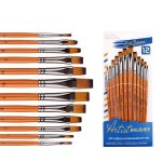 Ensemble de 12 pinceaux a peinture en poils de nylon pour aquarelle, gouache et peinture a l'huile