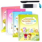Ensemble de 4 livres r�utilisables pour enfants, imprim�s a la main, ecriture, calligraphie personnalis�e, ...