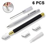 Ensemble de 6 stylos a tracer en alliage m�tallique avec lame en carbure de diamant pour la d�coupe du ...