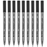 Ensemble de 9 stylos a encre noir de pr�cision, micro - fin, etanche, a pointe fine, pour dessin anim� ...