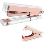 Ensemble agrafeuse et te - agrafes en acrylique or rose ¿ fournitures de bureau elgantes