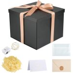Ensemble boite cadeau, noir boite cadeau vide, 23x23x18cm grande boite cadeau, botes cadeaux avec couvercle ...