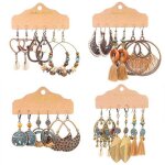 Ensemble de boucles d'oreilles pendantes pour femmes, longues pampilles, style national, en cuir, en ...