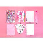 Ensemble de cahier licorne transparent a paillettes roses, cahier de croquis, livre de voyage, journal, ...