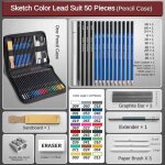 Ensemble de crayons a croquis roulant sur toile, sac a crayons de dessin, charbon ptri, gomme, fournitures ...