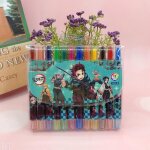Ensemble de crayons a roulettes demon slayer, 12 couleurs, kawaii, stylos graffiti pour peinture, fournitures ...