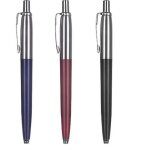 Ensemble elgant de 3 stylos a bille avec finition chrome - rouge, bleu, noir - recharge a pointe fine ...