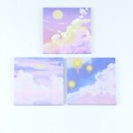 Ensemble de feuillets autocollants mignons kawaii, peinture a l'huile, ciel etoil�, bloc - notes, papeterie ...