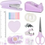Ensemble de fournitures de bureau, agrafeuse violette et distributeur de ruban adhsif avec te - agrafes, ...
