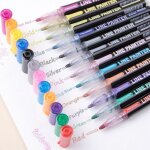 Ensemble de marqueurs de contour colors a paillettes, 12 pices, pour peintures, stylos, art, ecriture ...