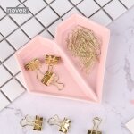 Ensemble de papeterie en c�ramique en forme de coeur, support avec pinces a reliure, trombone rose, fourniture ...