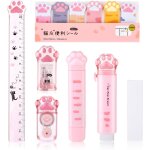 Ensemble de papeterie mignon en forme de patte de chat, 7 pièces, fournitures scolaires de dessin animé ... Ensemble de papeterie mignon en forme de patte de chat, 7 pièces, fournitures scolaires de dessin animé ...