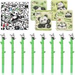 Ensemble papeterie panda, 66pcs ensemble de fournitures scolaires de animal, cartoon stickers stylos ...