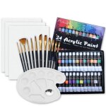 Ensemble de peinture acrylique avec pinceau, planches sur toile et palette pour tissus, peinture de v�tements, ...