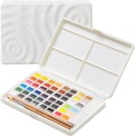 Ensemble de peinture aquarelle 48 couleurs dans une bote portable, kit de peinture avec pinceau, palette ...