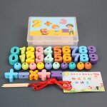 Ensemble de perles de laçage colorées, jouet de comptage en bois, jouet educatif pour tout - petits Ensemble de perles de laçage colorées, jouet de comptage en bois, jouet educatif pour tout - petits