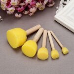 Ensemble de pinceaux en mousse eponge, manche en bois, outil de peinture, bricolage artisanal pour enfants ...