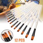 Ensemble de pinceaux a peinture en nylon, 12 pi�ces, peinture a l'huile acrylique, aquarelle, poign�e ...