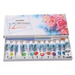 Ensemble de pinceaux professionnels pour peinture acrylique, 12 pi�ces, 5ml, tubes a huile, dessin, peinture ...