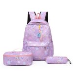 Ensemble de sac a dos imprim fleuri pour jeune fille, cartable, trousse a lunch, trousse a crayons, ...