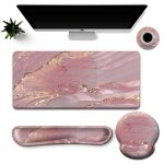 Ensemble de sous - mains ergonomiques avec repose - poignet, tapis de souris et sous - verre rose