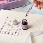 Ensemble de stylos a encre rose avec pompon, 1 pi�ce, stylo a plume en verre transparent, porte - stylo, ...