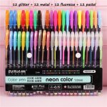 Ensemble de stylos gel aquarelle color�s, 12 24 36 48 couleurs, m�tal pour enfants, dessin, peinture, ...