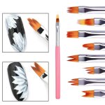 Ensemble de stylos de peinture de couleur, p�tale rose, brosse a ongles courte, 8 pi�ces